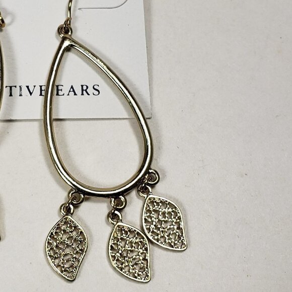 Croft & Barrow Gold tone Hoop Filigree Design Charms Drop Dangle Earrings, Women - Picture 5 of 6